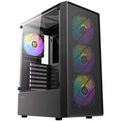 Antec AX26 RGB Elite Mid-Tower Gaming PC Case – Pre-Installed 4×120?mm RGB Fans, Tempered Glass Side Panel, High-Airflow Mesh