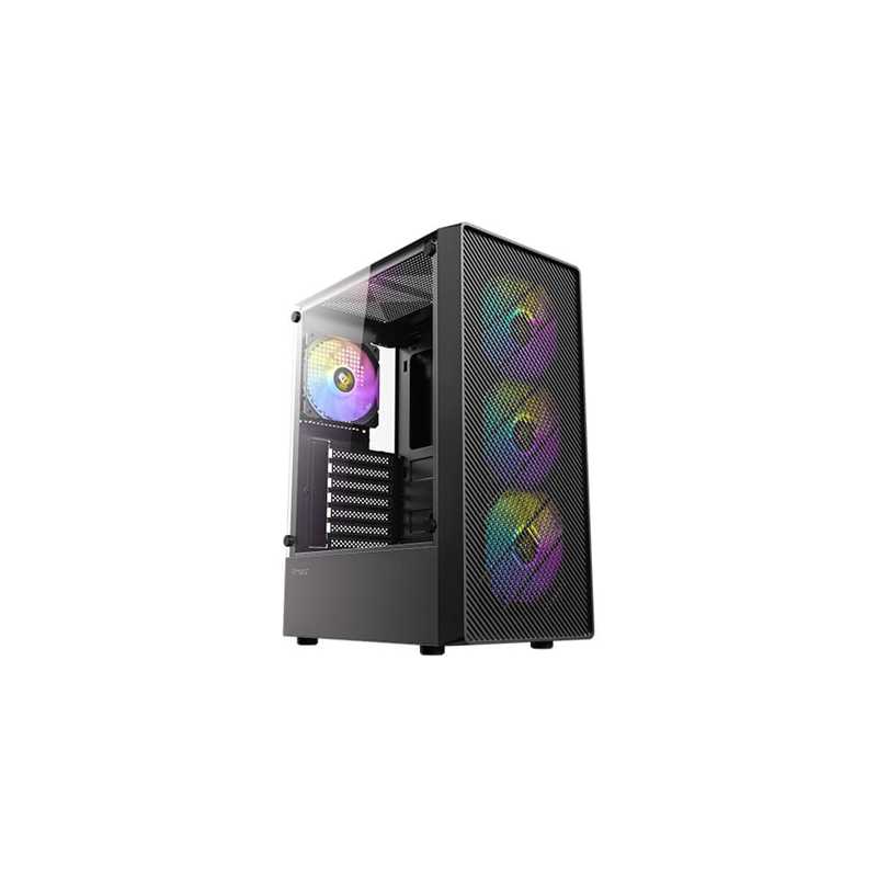 Antec AX26 RGB Elite Mid-Tower Gaming PC Case – Pre-Installed 4×120?mm RGB Fans, Tempered Glass Side Panel, High-Airflow Mesh