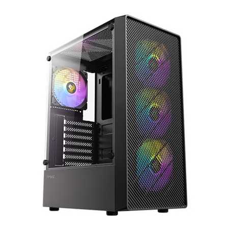 Antec AX26 RGB Elite Mid-Tower Gaming PC Case – Pre-Installed 4×120?mm RGB Fans, Tempered Glass Side Panel, High-Airflow Mesh