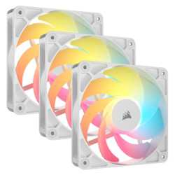 Corsair RS120-R ARGB 12cm PWM Reverse Blade RGB Case Fans (3-Pack), 8 RGB LEDs, Daisy-Chain, Magnetic Dome Bearing, 2100 RPM, Wh
