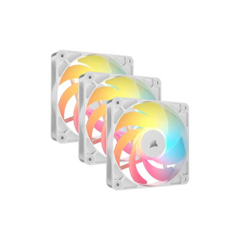 Corsair RS120-R ARGB 12cm PWM Reverse Blade RGB Case Fans (3-Pack), 8 RGB LEDs, Daisy-Chain, Magnetic Dome Bearing, 2100 RPM, Wh