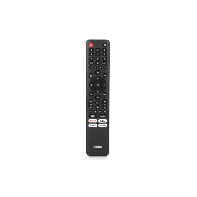 Hama Universal IR Remote Control for Hisense TVs, Teachable, 4 App Buttons, 10m Range