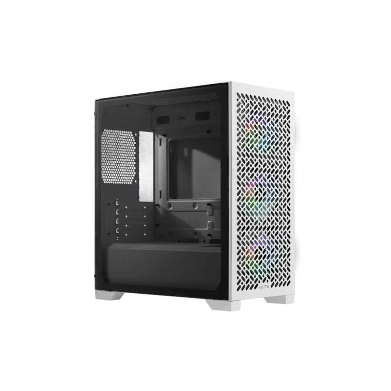 Cooler Master Elite 302 Gaming Case w/ Glass Side, Micro ATX, 3x ARGB Fans, PSU Shroud, Intake Grill, USB-C, White