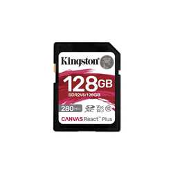 Kingston Canvas React Plus V60 128GB Memory Card, 4K, UHS-II, 280MB/s R, 150MB/s W
