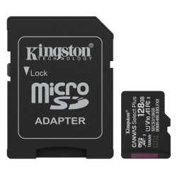 Kingston 128GB Canvas Select Plus Gen3 MicroSDXC Card with SD Adapter, UHS-I Class 10, U1, V10, A1 App Performance, 150MB/s