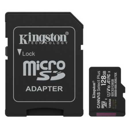 Kingston 128GB Canvas Select Plus Gen3 MicroSDXC Card with SD Adapter, UHS-I Class 10, U1, V10, A1 App Performance, 150MB/s