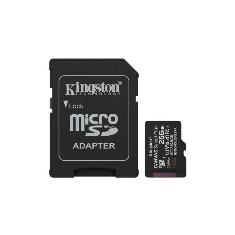 Kingston 256GB Canvas Select Plus Gen3 MicroSDXC Card with SD Adapter, UHS-I Class 10, U1, V10, A1 App Performance, 150MB/s