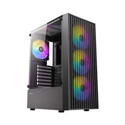 Antec AX27 RGB Elite Mid-Tower Gaming PC Case with Tempered Glass, Full Mesh Front Panel, 4 Pre-installed 120mm FRGB Fans, ATX/M