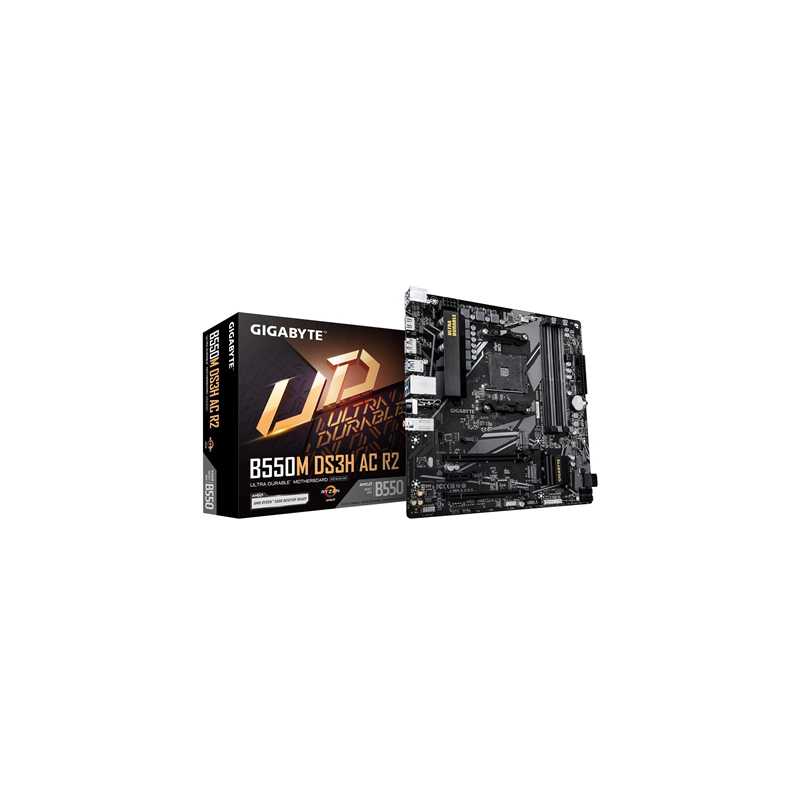 Gigabyte B550M DS3H AC R2 AMD AM4 Socket Micro ATX WiFi 6 Motherboard, Dual Channel DDR4, 4x DIMMS, 2x M.2 slots, including PCIe