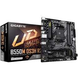 Gigabyte B550M DS3H R2 AMD AM4 Socket Micro ATX Motherboard, Dual Channel DDR4, 4x DIMMS, 2x M.2 slots, including PCIe 4.0 x1