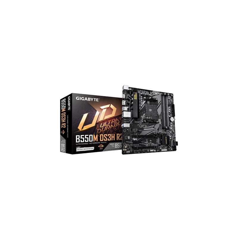 Gigabyte B550M DS3H R2 AMD AM4 Socket Micro ATX Motherboard, Dual Channel DDR4, 4x DIMMS, 2x M.2 slots, including PCIe 4.0 x1