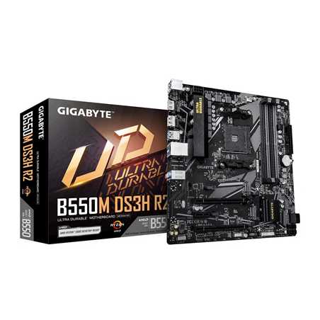 Gigabyte B550M DS3H R2 AMD AM4 Socket Micro ATX Motherboard, Dual Channel DDR4, 4x DIMMS, 2x M.2 slots, including PCIe 4.0 x1