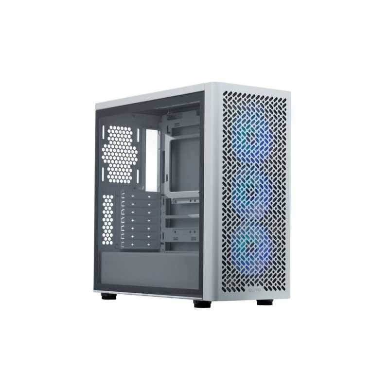 Cooler Master Elite 502 Gaming Case w/ Glass Side, E-ATX, 3x ARGB Fans, Mesh Front, USB-C, Asus BTF Compatible, White