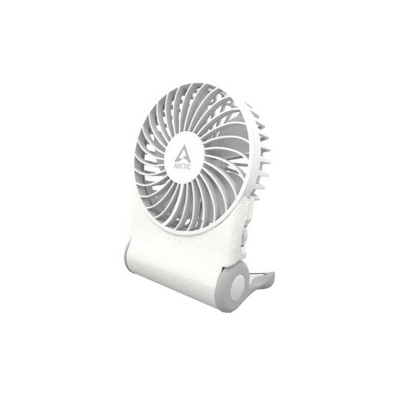Arctic Summair 2Go Powerful Handheld Fan, Up to 77 Hours of Battery, Ergonomic Handle with Fold-Out Stand, White