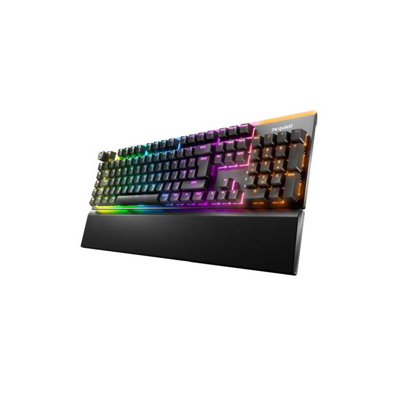 Be Quiet! Light Mount Silent Linear RGB Mechanical Keyboard, 3D Media Wheel, 5 Macro Keys, Sound-Proofing, Black