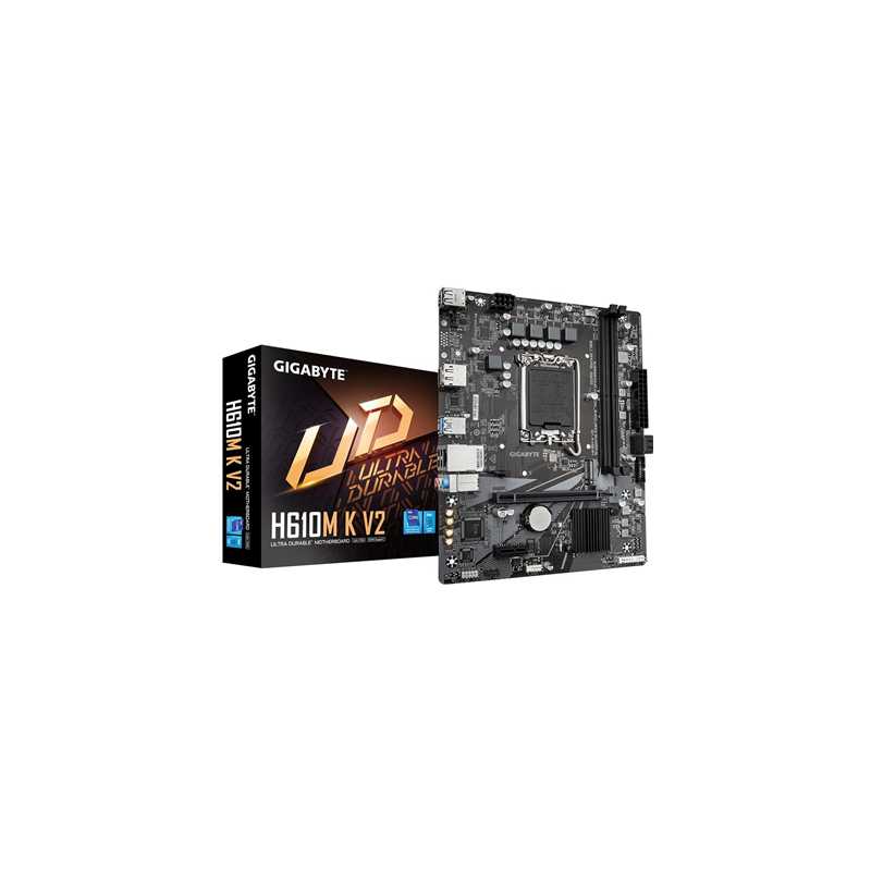 Gigabyte H610M K V2 DDR5 Intel Socket 1700 Micro ATX Motherboard, PCIe 4.0 Design, Gen3 x4 M.2 ,GbE LAN ,Anti-Sulfur Resistor, S