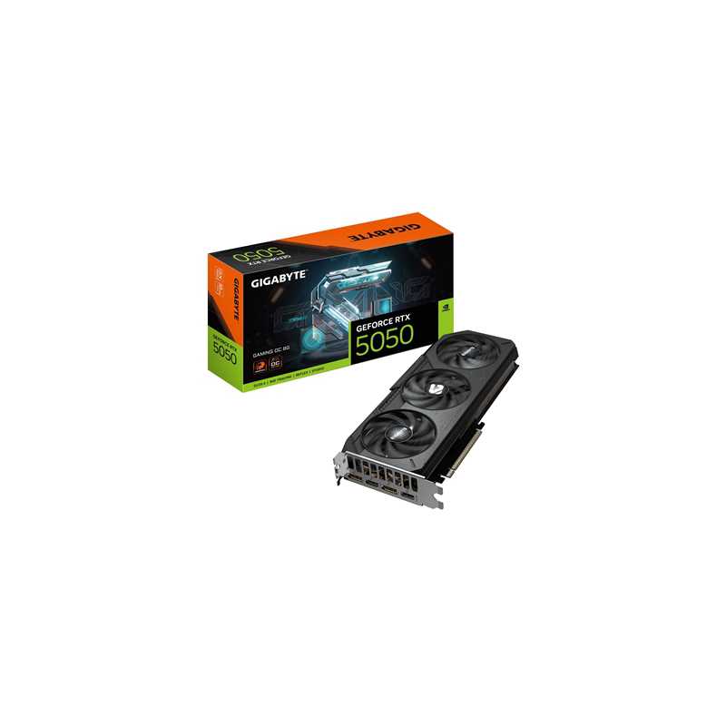 Gigabyte (GV-N5050GAMING OC-8GD) GeForce RTX 5050 GAMING OC 8GB, GDDR6 Graphics Card, 2560 Cuda Core, 2532MHz Core Clock, Windfo