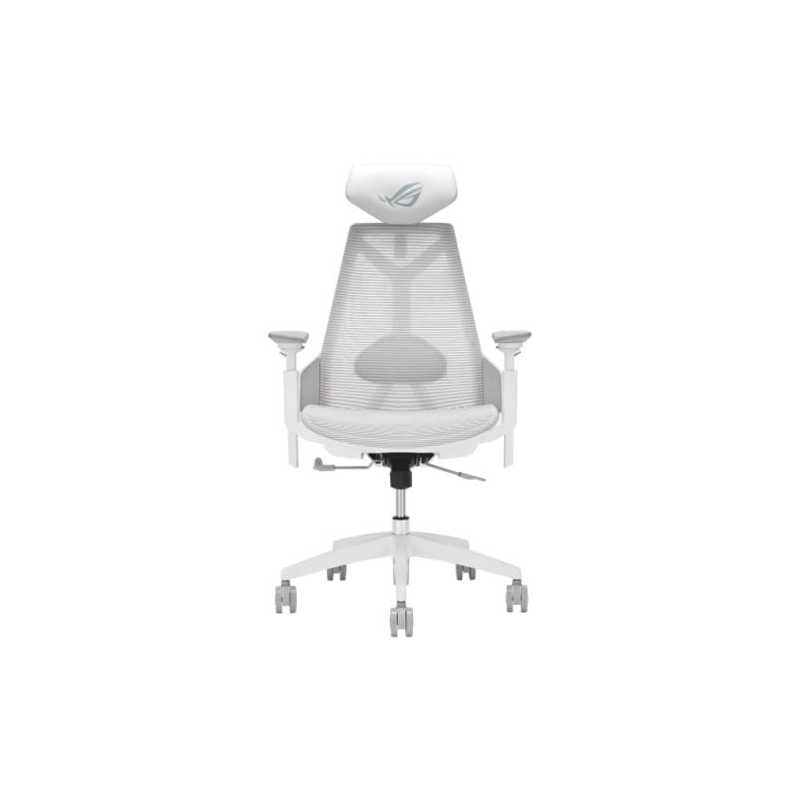 Asus ROG Destrier Core White Gaming Chair, Cyborg-Inspired Design, Versatile Seat Adjustments, Mobile Gaming Arm Support