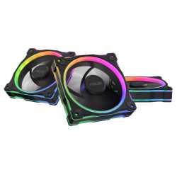 Asus Prime MR120 ARGB 12cm PWM Case Fans (3 Pack), Sleeve Bearing, 28mm Frame, Dual-Sided Lighting, 1600 RPM, Black