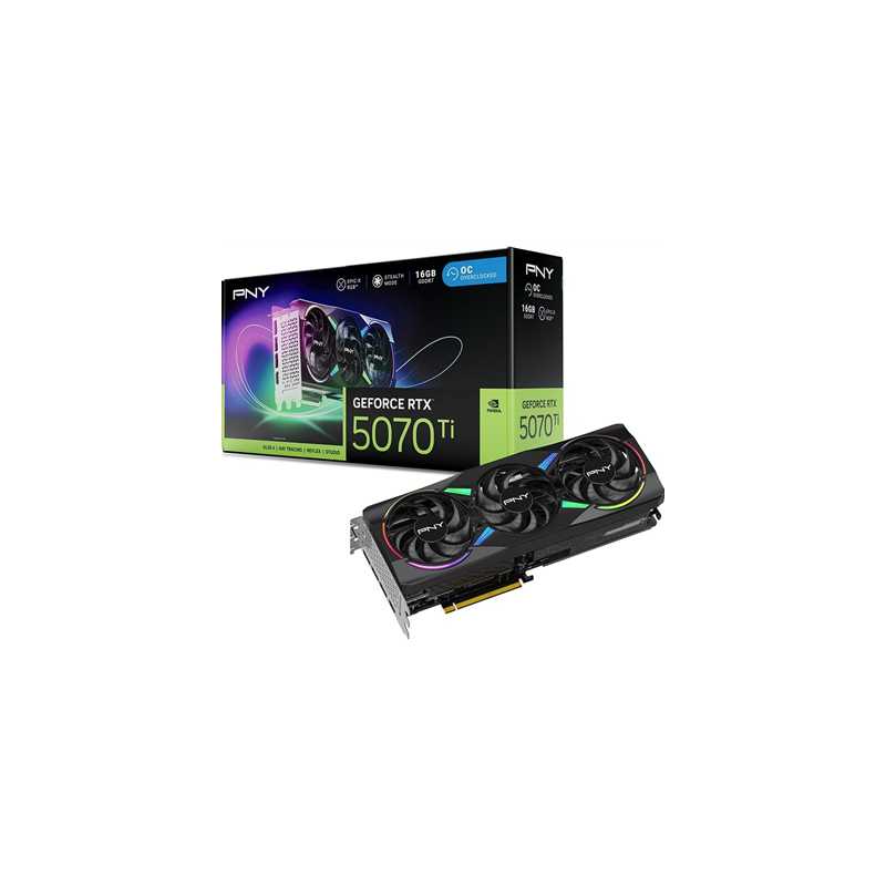 PNY (VCG5070T16TFXXPB1-O) 16GB GeForce RTX 5070 Ti ARGB EPIC-X RGB Overclocked Triple Fan GPU