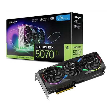 PNY (VCG5070T16TFXXPB1-O) 16GB GeForce RTX 5070 Ti ARGB EPIC-X RGB Overclocked Triple Fan GPU