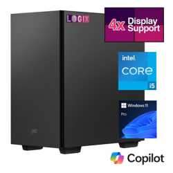 LOGIX Micro Tower - Designed for CCTV Use - Intel i5 Processor, 16GB Kingston Memory, 500GB Kingston SSD, Output to 4 Monitors, 