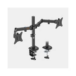 VonHaus Dual Monitor Stand for 13-32 Inch Screens, Twin Monitor Mount with Desk Clamp, Height Adjustable, Easy Assemble Stand wi