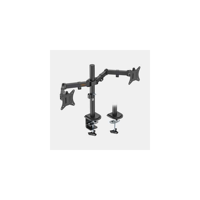 VonHaus Dual Monitor Stand for 13-32 Inch Screens, Twin Monitor Mount with Desk Clamp, Height Adjustable, Easy Assemble Stand wi