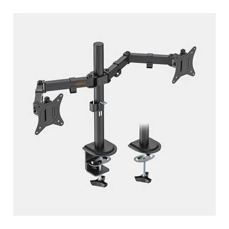 VonHaus Dual Monitor Stand for 13-32 Inch Screens, Twin Monitor Mount with Desk Clamp, Height Adjustable, Easy Assemble Stand wi