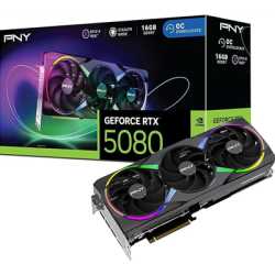 PNY NVIDIA GEFORCE RTX 5080 ARGB EPIC-X RGB OC16GB, GDDR7 Graphics Card, 10,752 Cuda Cores, 22.3GHz Core Clock, Triple Fan, 3 x 