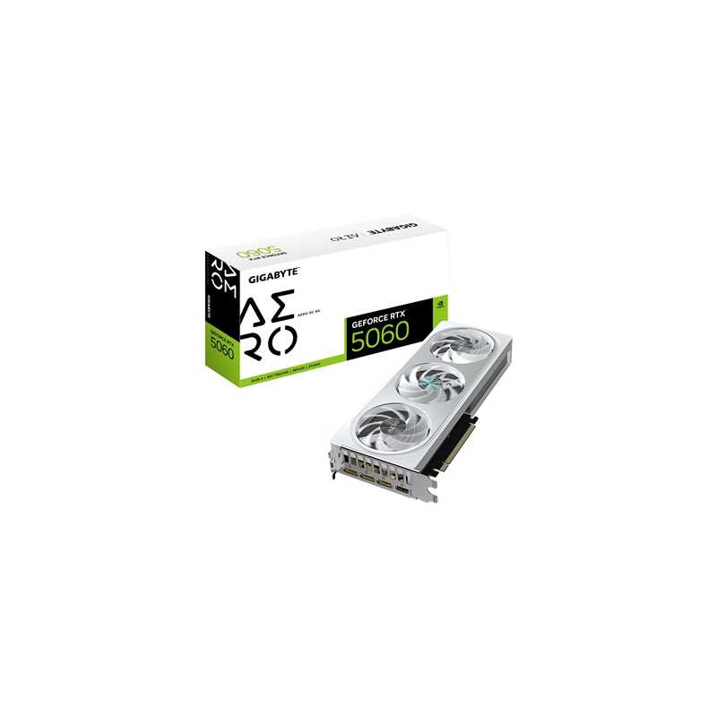 Gigabyte NVIDIA GeForce RTX 5060 Aero OC 8GB GDDR7 Graphics Card, 3840 CUDA Cores, 2595 MHz Core Clock, Triple Fan, 3x DisplayPo