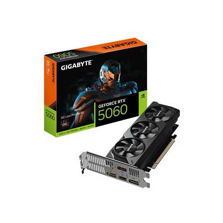 GeForce RTX 5060 OC Low Profile OC 8GB GDDR7 Graphics Card, 3840 CUDA Cores, 2512 MHz Core Clock, Triple Fan, 3x DisplayPorts / 