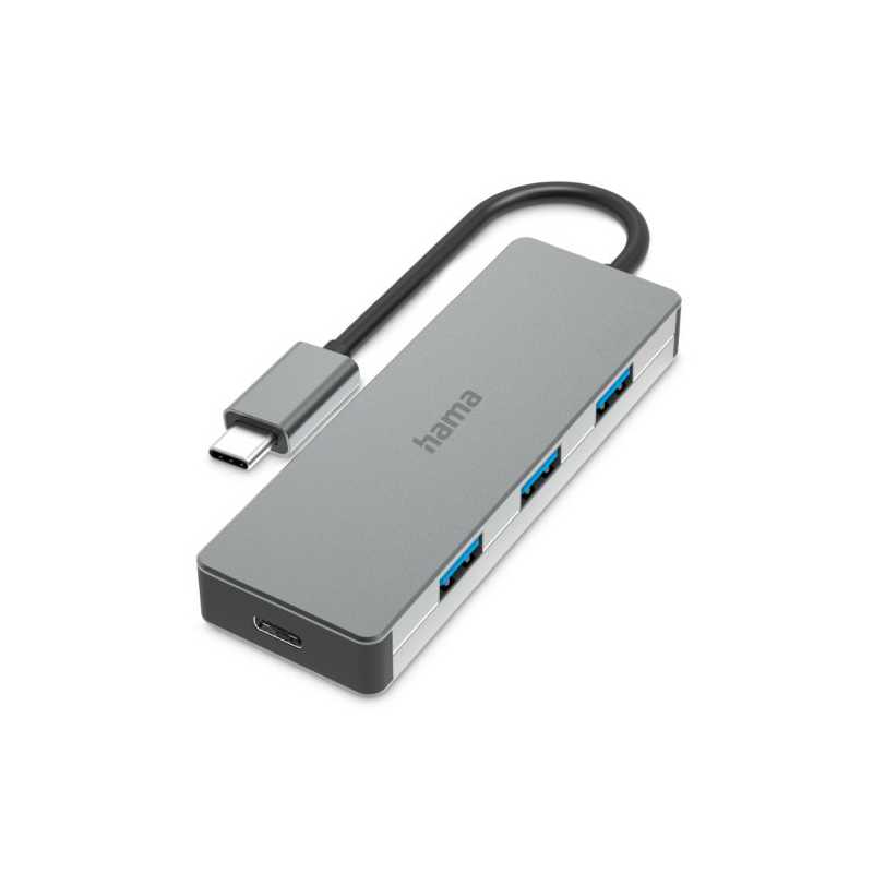 Hama 4-Port USB-C 3.2 Gen2 Hub - 3x USB-A, 1x USB-C, Aluminium