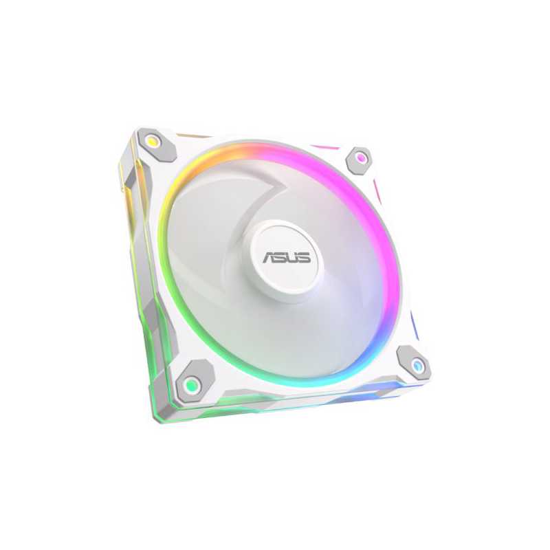 Asus Prime MR120 ARGB 12cm PWM Case Fan, Sleeve Bearing, 28mm Frame, Dual-Sided Lighting, 1600 RPM, White