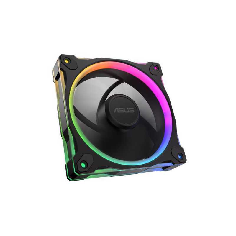 Asus Prime MR120 ARGB Reverse Blade 12cm PWM Case Fan, Sleeve Bearing, 28mm Frame, Dual-Sided Lighting, 1600 RPM, Black