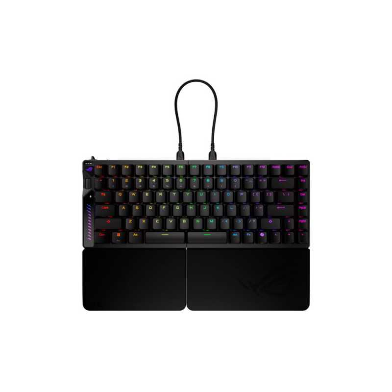 Asus ROG FALCATA Compact 75% Split RGB Gaming Keyboard, Wireless/Btooth/USB, Magnetic Switches, Rapid Trigger, Multi-Function Wh