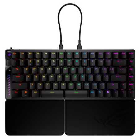 Asus ROG FALCATA Compact 75% Split RGB Gaming Keyboard, Wireless/Btooth/USB, Magnetic Switches, Rapid Trigger, Multi-Function Wh