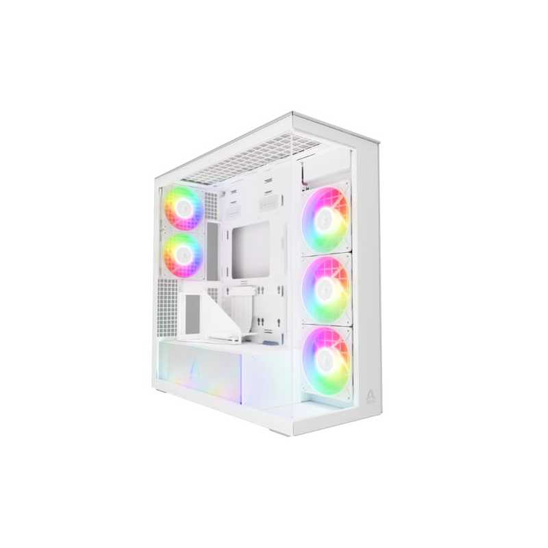 Arctic Xtender VG (White) Case w/ Clear Glass Side and Front, E-ATX, 5x ARGB Fans, ARGB PSU Shroud, Mesh Airflow, GPU Vertical M
