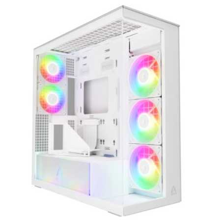 Arctic Xtender VG (White) Case w/ Clear Glass Side and Front, E-ATX, 5x ARGB Fans, ARGB PSU Shroud, Mesh Airflow, GPU Vertical M