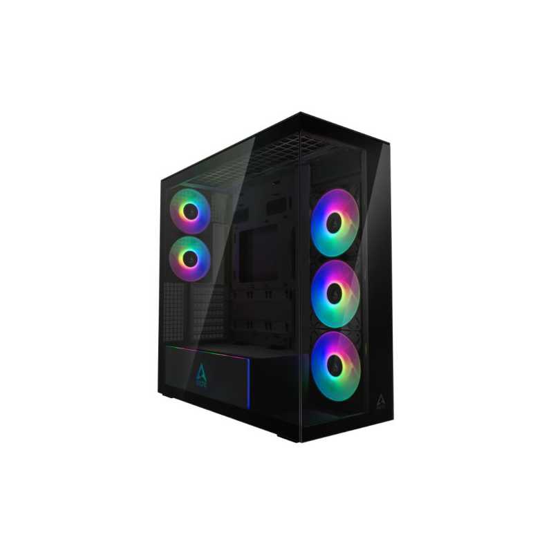 Arctic Xtender (Mirror Black) Case w/ Mirror Glass Side and Front, E-ATX, 5x ARGB Fans, ARGB PSU Shroud, Mesh Airflow, USB-C 10G
