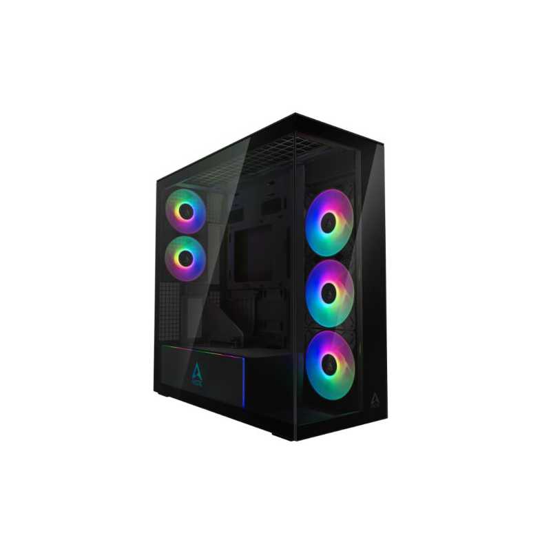 Arctic Xtender (VG Mirror Black) Case w/ Mirror Glass Side and Front, E-ATX, 5x ARGB Fans, ARGB PSU Shroud, Mesh Airflow, GPU Ve