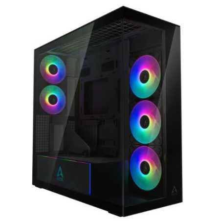Arctic Xtender (VG Mirror Black) Case w/ Mirror Glass Side and Front, E-ATX, 5x ARGB Fans, ARGB PSU Shroud, Mesh Airflow, GPU Ve