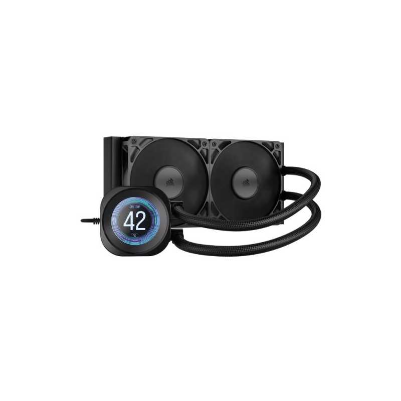 Corsair NAUTILUS 240 RS LCD Liquid CPU Cooler, Personalised LCD Screen, RS120 Magnetic Dome Fans, Daisy-Chain Connections, Black
