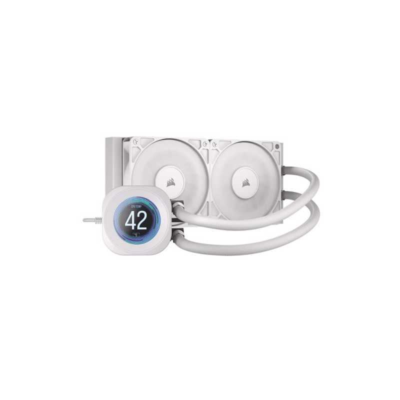 Corsair NAUTILUS 240 RS LCD Liquid CPU Cooler, Personalised LCD Screen, RS120 Magnetic Dome Fans, Daisy-Chain Connections, White