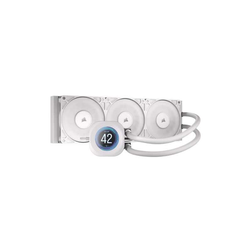 Corsair NAUTILUS 360 RS LCD Liquid CPU Cooler, Personalised LCD Screen, RS120 Magnetic Dome Fans, Daisy-Chain Connections, White