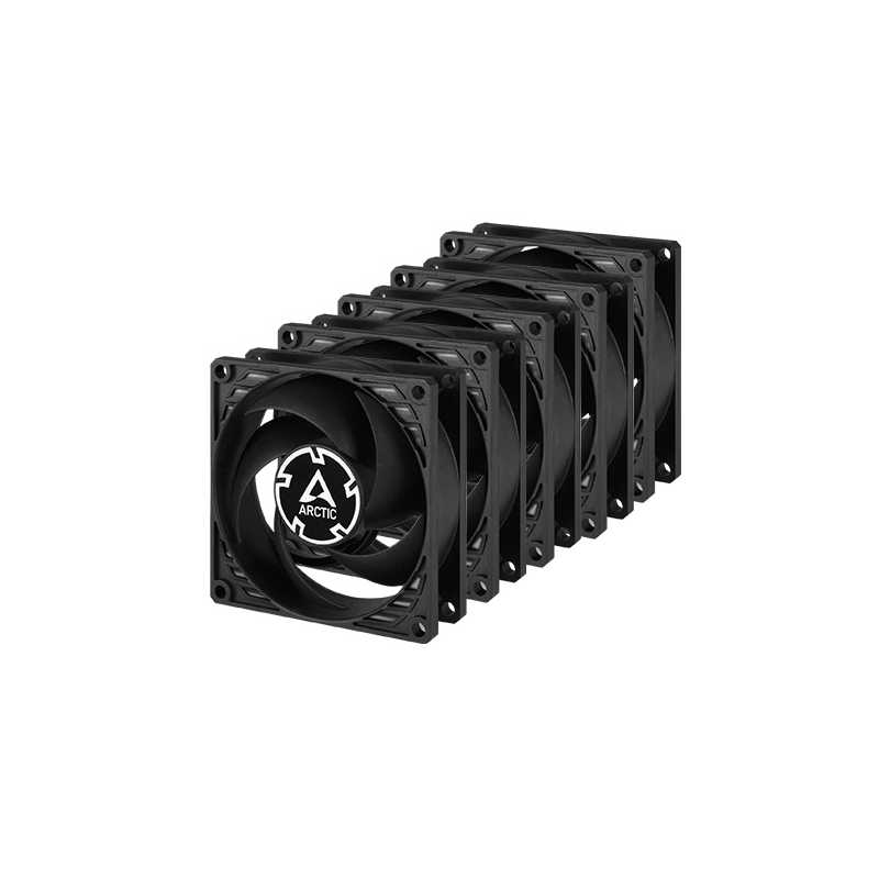 ARCTIC P8 Silent Pressure-optimised Extra Quiet 8cm Case Fan, Black, Fluid Dynamic, 1600 RPM, 5 Pack