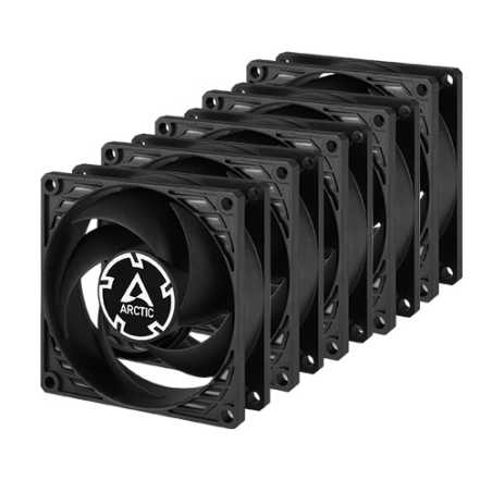 ARCTIC P8 Silent Pressure-optimised Extra Quiet 8cm Case Fan, Black, Fluid Dynamic, 1600 RPM, 5 Pack