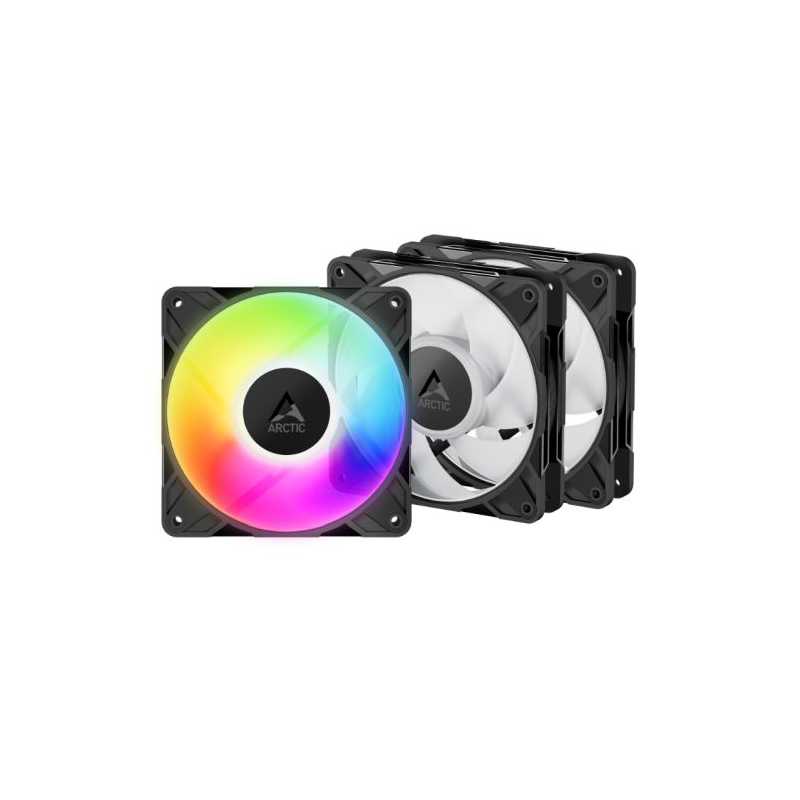 ARCTIC P12 Pro ARGB 12cm PWM Case Fans w/ Cable Splitters (3 Pack), Fluid Dynamic Bearing, 600-3000 RPM, Automated Balancing, Bl
