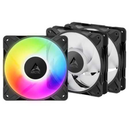 ARCTIC P12 Pro ARGB 12cm PWM Case Fans w/ Cable Splitters (3 Pack), Fluid Dynamic Bearing, 600-3000 RPM, Automated Balancing, Bl