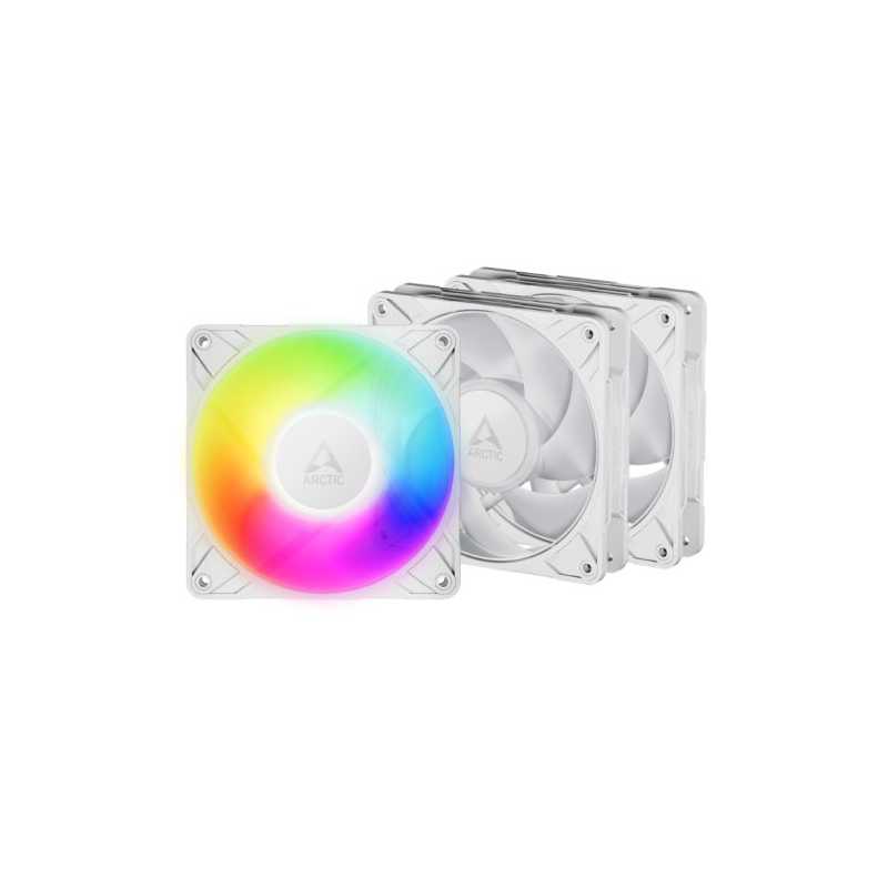ARCTIC P12 Pro ARGB 12cm PWM Case Fans w/ Cable Splitters (3 Pack), Fluid Dynamic Bearing, 600-3000 RPM, White